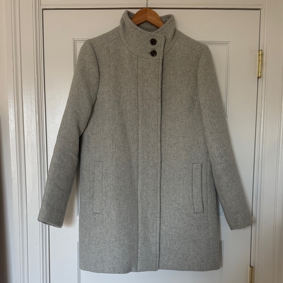 J. Crew Women's City coat with button neck Gray 6 - Picture 3 of 16